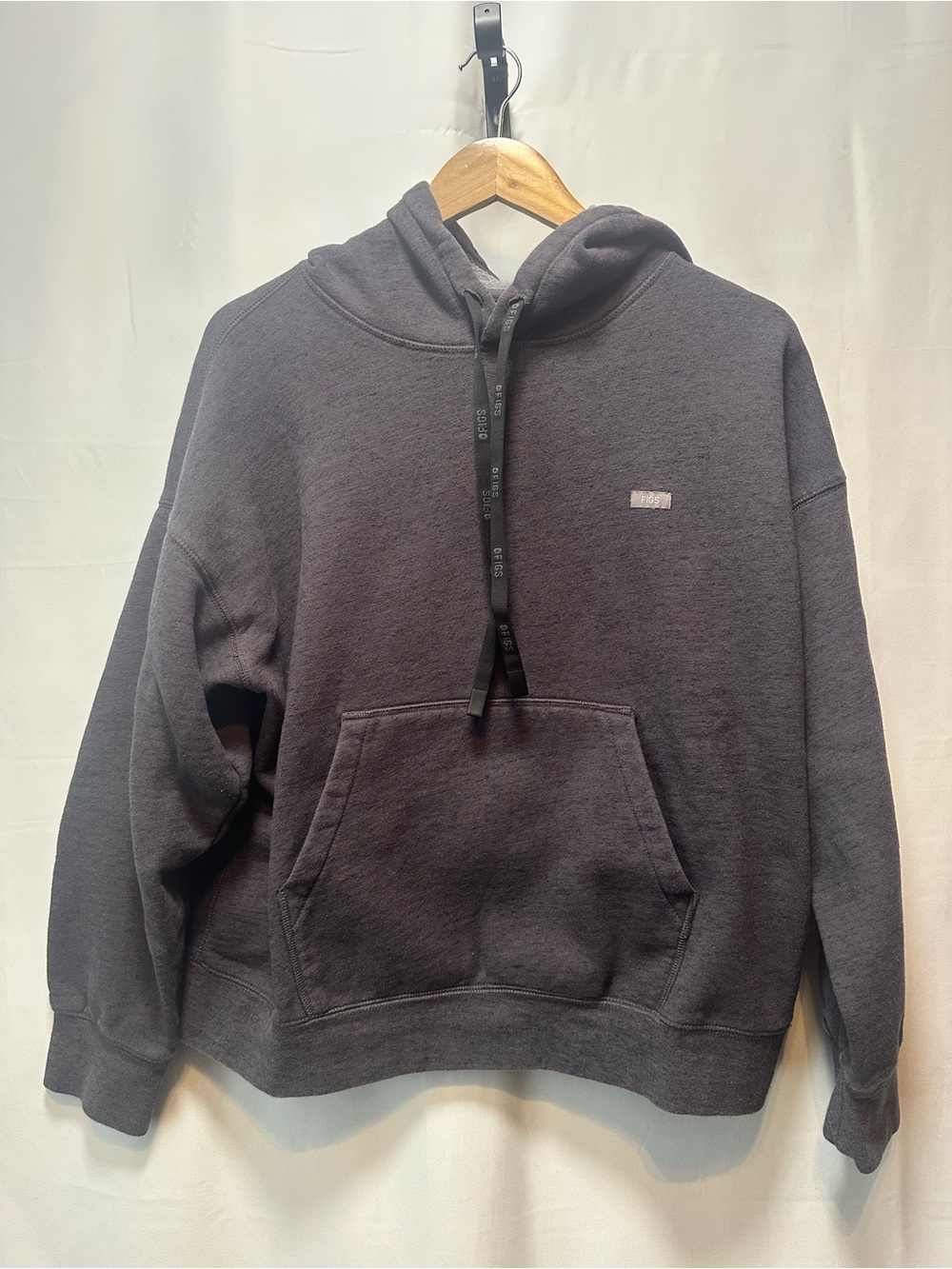 FIGS Fleece Hoodie Sweatshirt Black Pocket Cotton Pullover Scrubs Oversized